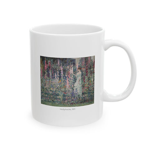 Fine Art Mug Cup - Hollyhocks by Impressionist, Frederick Carl Frieseke