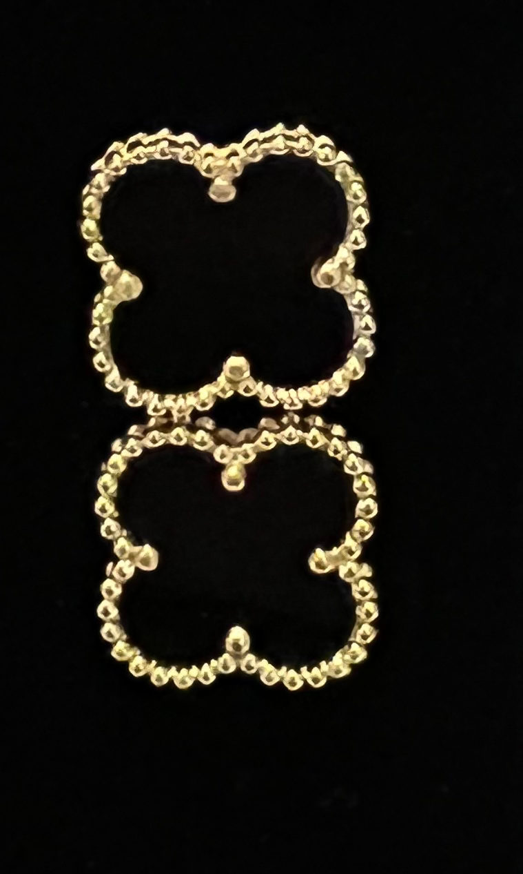 Thumbnail: VCA Clover Earrings 18K  Gold Plated 925 Sterling Silver 1 motif 10mm Clover 