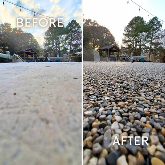 River rock epoxy floor