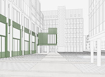 Stoa - porch aligned to existing entrances