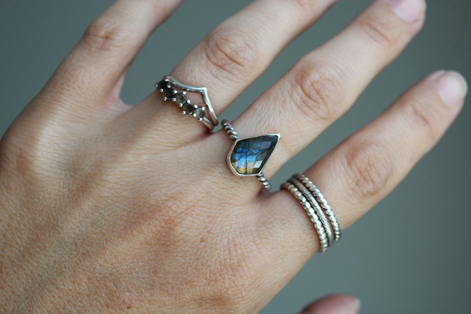 Thumbnail: Labradorite Shield Ring, size 8.5