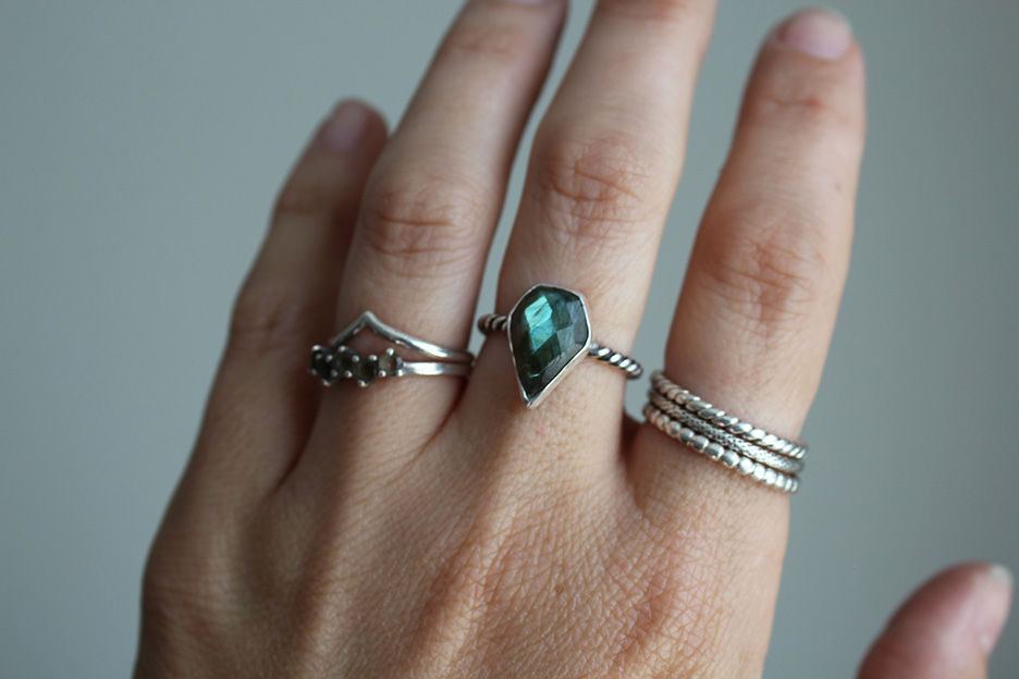 Thumbnail: Labradorite Shield Ring, size 7.25
