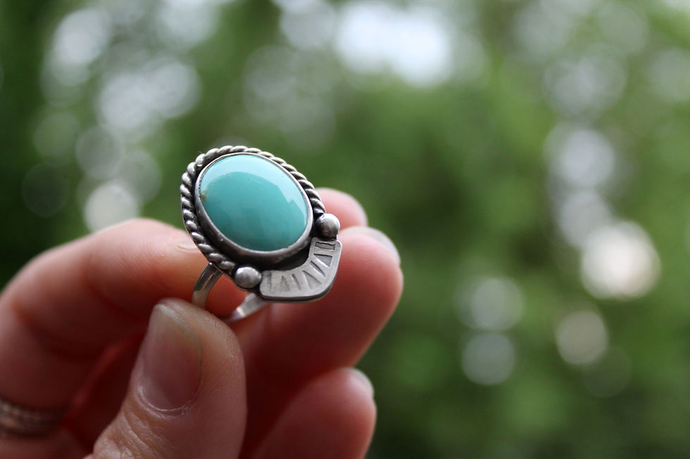 Thumbnail: Stamped Turquoise Statement Ring