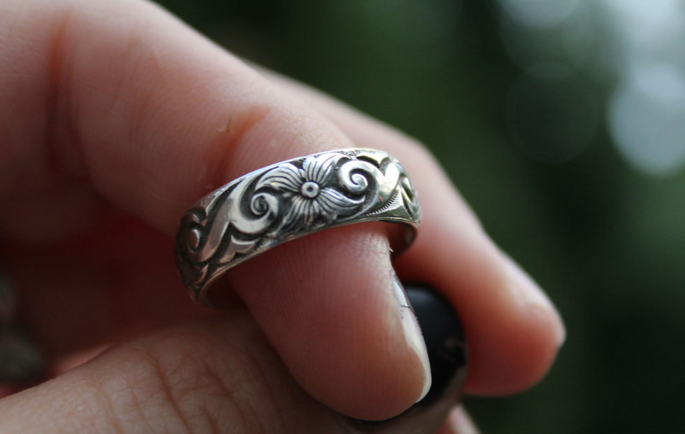 Thumbnail: Thick Floral Stacking Ring