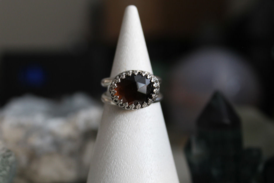 Thumbnail: Smoky Quartz Phoenix Ring | size 7