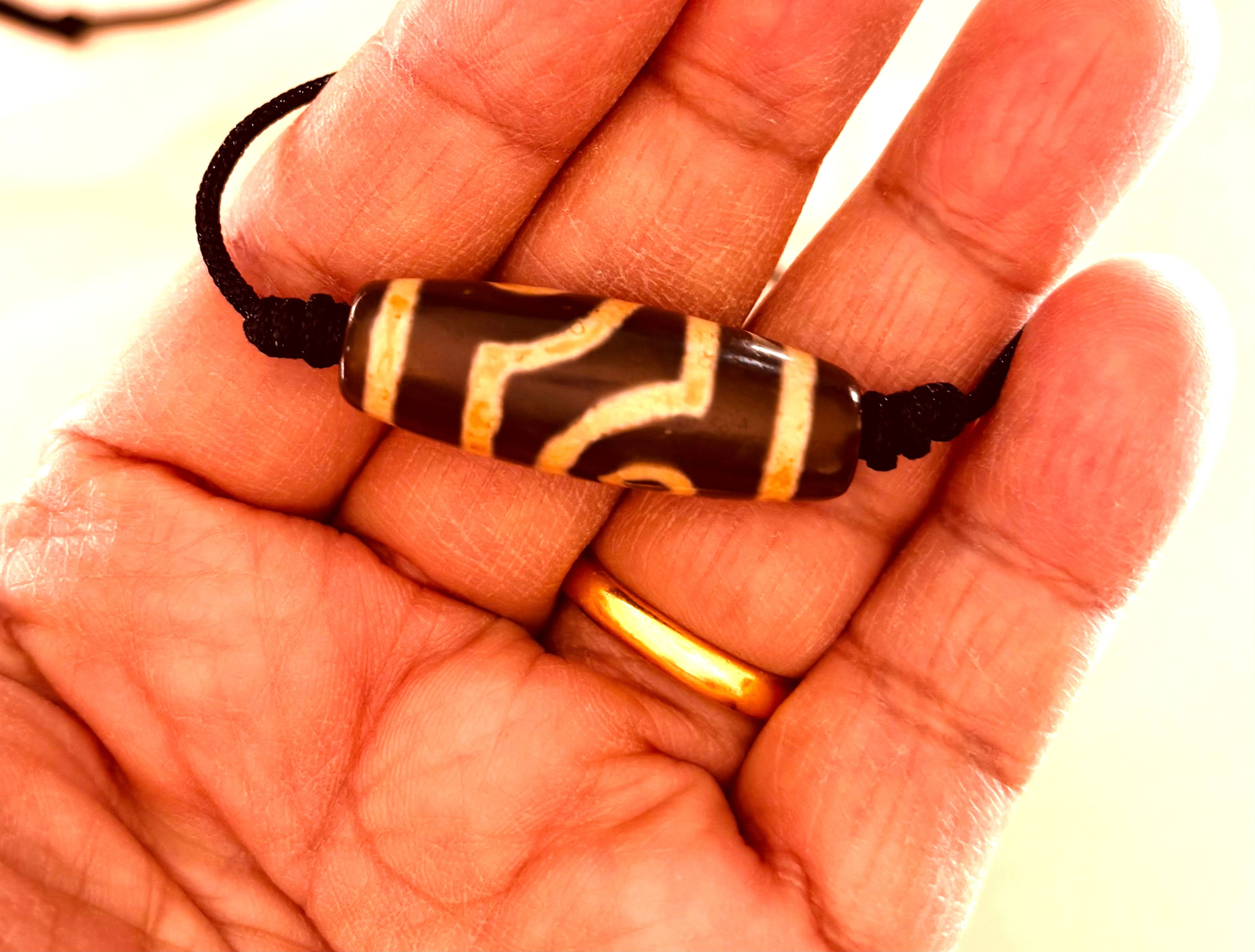 Tibetan two eyed Dzi necklace