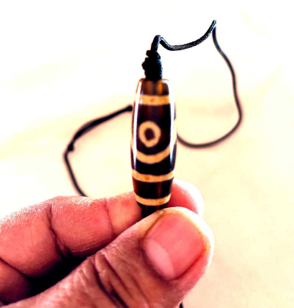 Thumbnail: Tibetan two eyed Dzi necklace