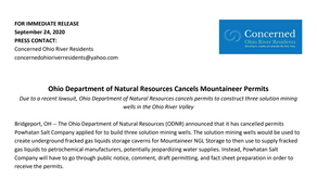 Ohio Department of Natural Resources Cancels Mountaineer Permits