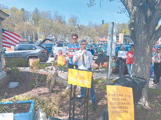 Zach Disador of The Arc Mid-Hudson  addresses rally-goers 