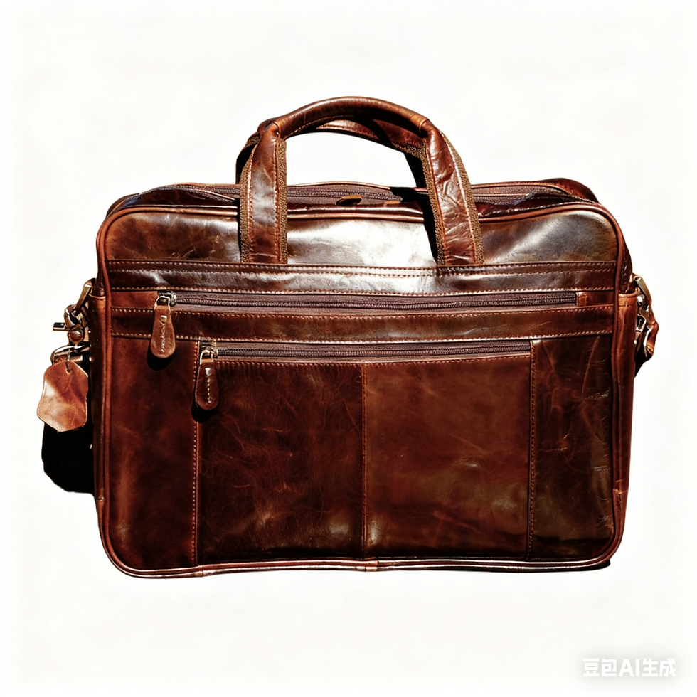 Genuine Leather Briefcase With Zip Pockets