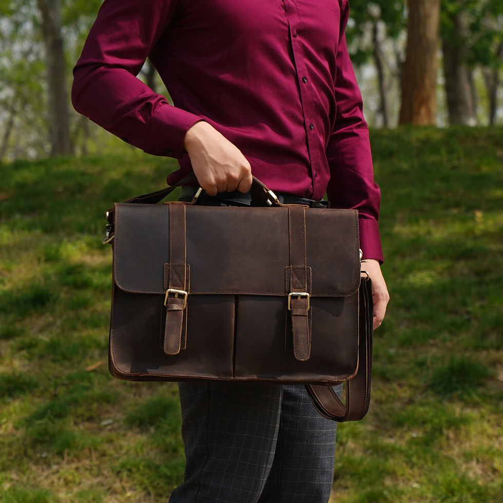 Thumbnail: WORN LOOK GENUINE LEATHER BRIEFCASE