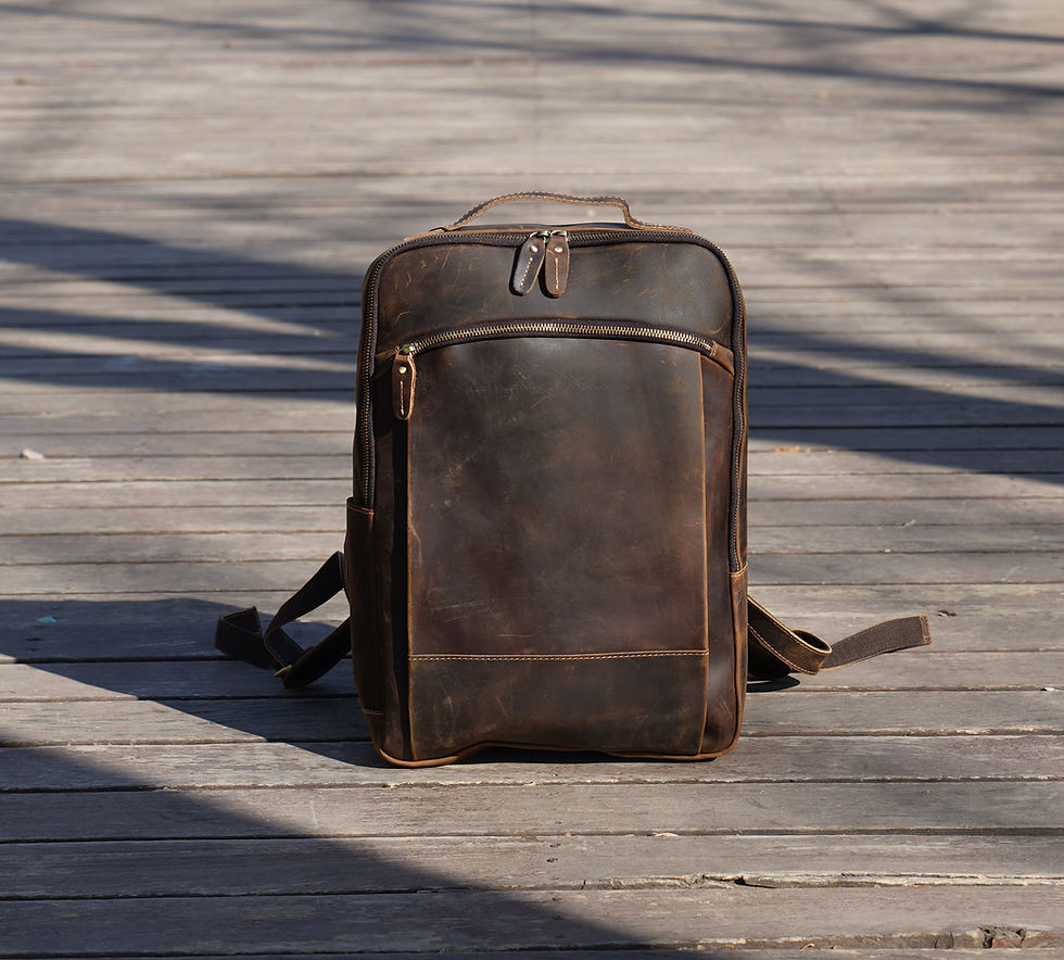 Miniaturbild: Slim Look Zip Open Leather Backpack