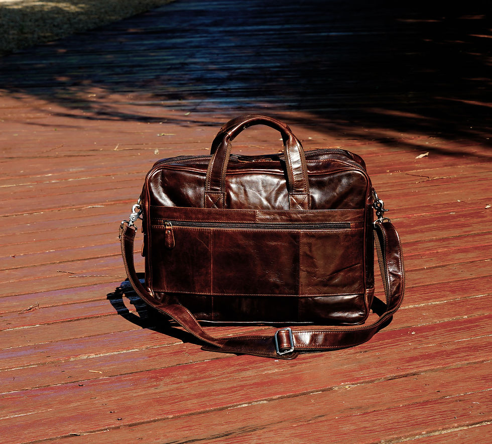 Thumbnail: Genuine Leather Briefcase With Zip Pockets