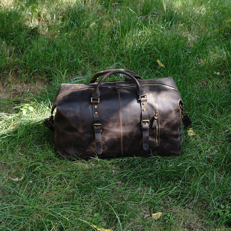 الصورة المصغرة: Zip Detail Genuine Leather Holdall