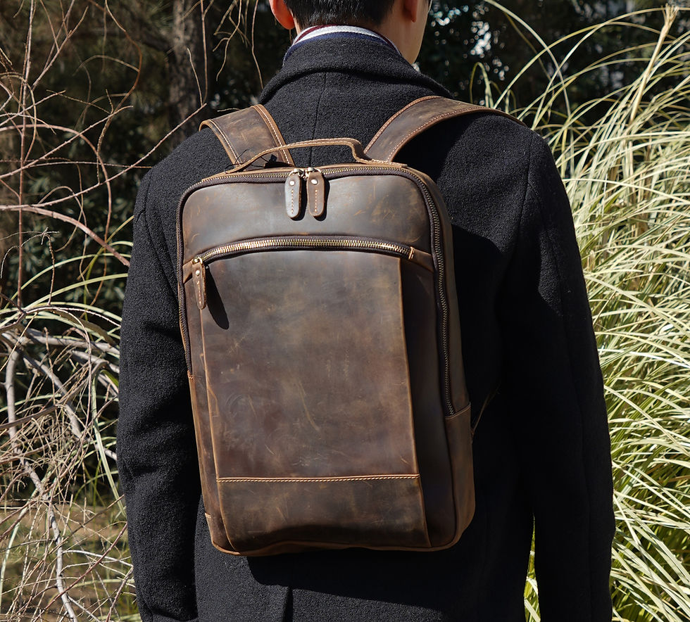 Miniaturbild: Slim Look Zip Open Leather Backpack