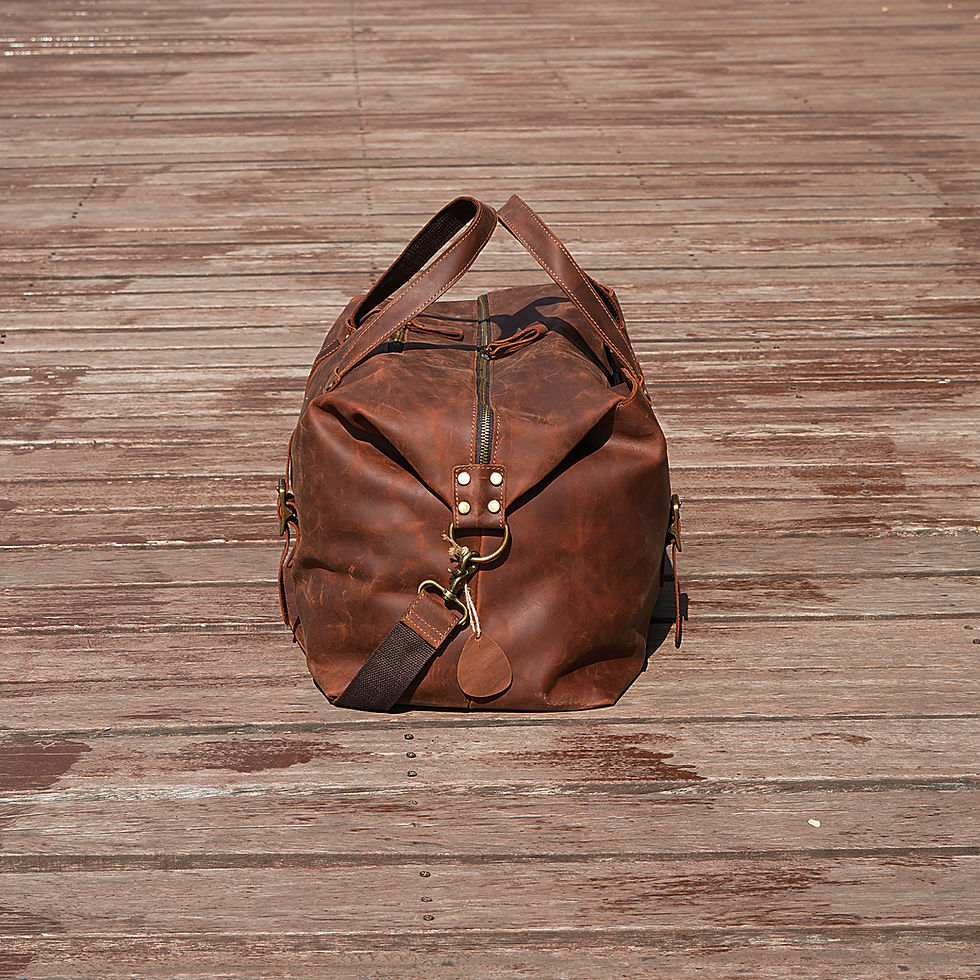 Miniaturbild: Zip Detail Genuine Leather Holdall