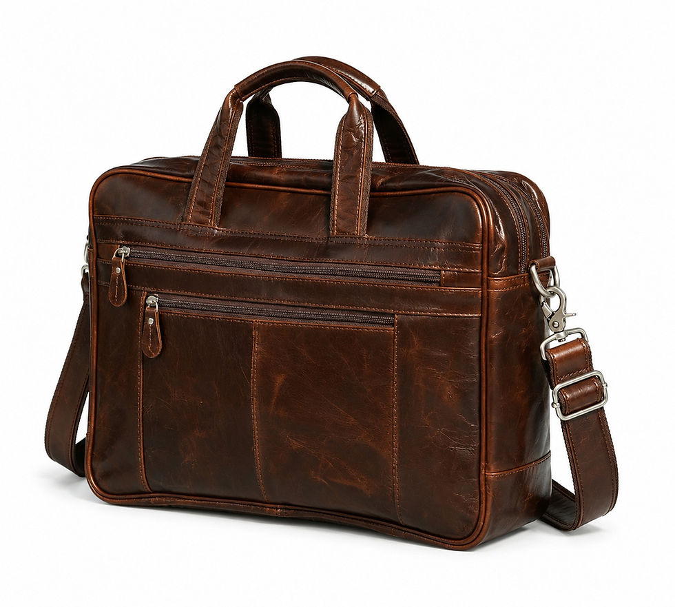 Thumbnail: Genuine Leather Briefcase With Zip Pockets