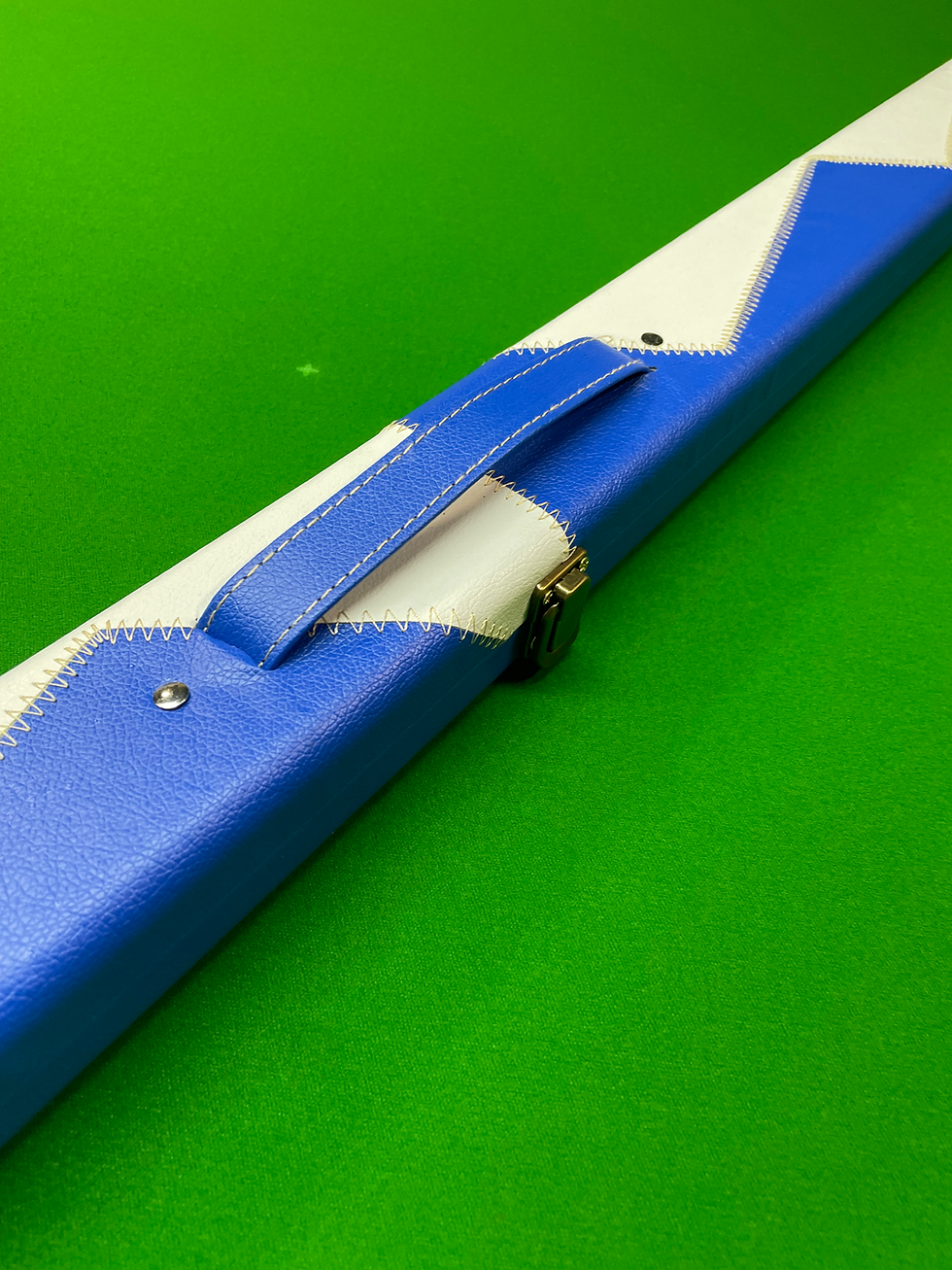 Thumbnail: 3/4 2 Slot Blue & White Zig Zag Cue Case