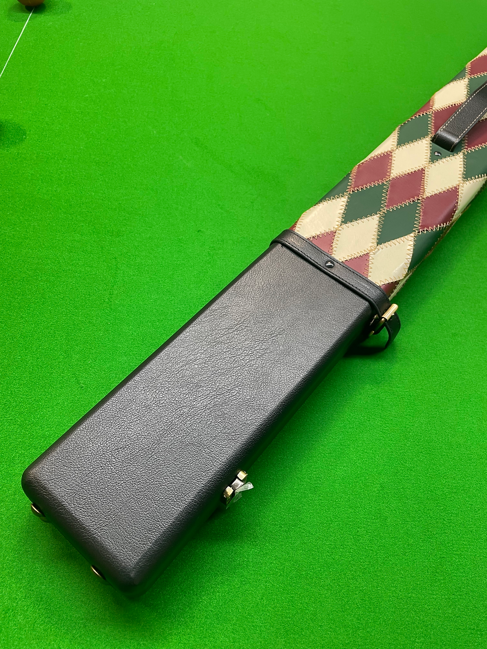 3/4 3 Slot Cue Case with Green,Red & White Diamond Design