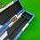Thumbnail: Baize Master 3/4 Luxury Blue & White Patchwork Cue Case with Straps 