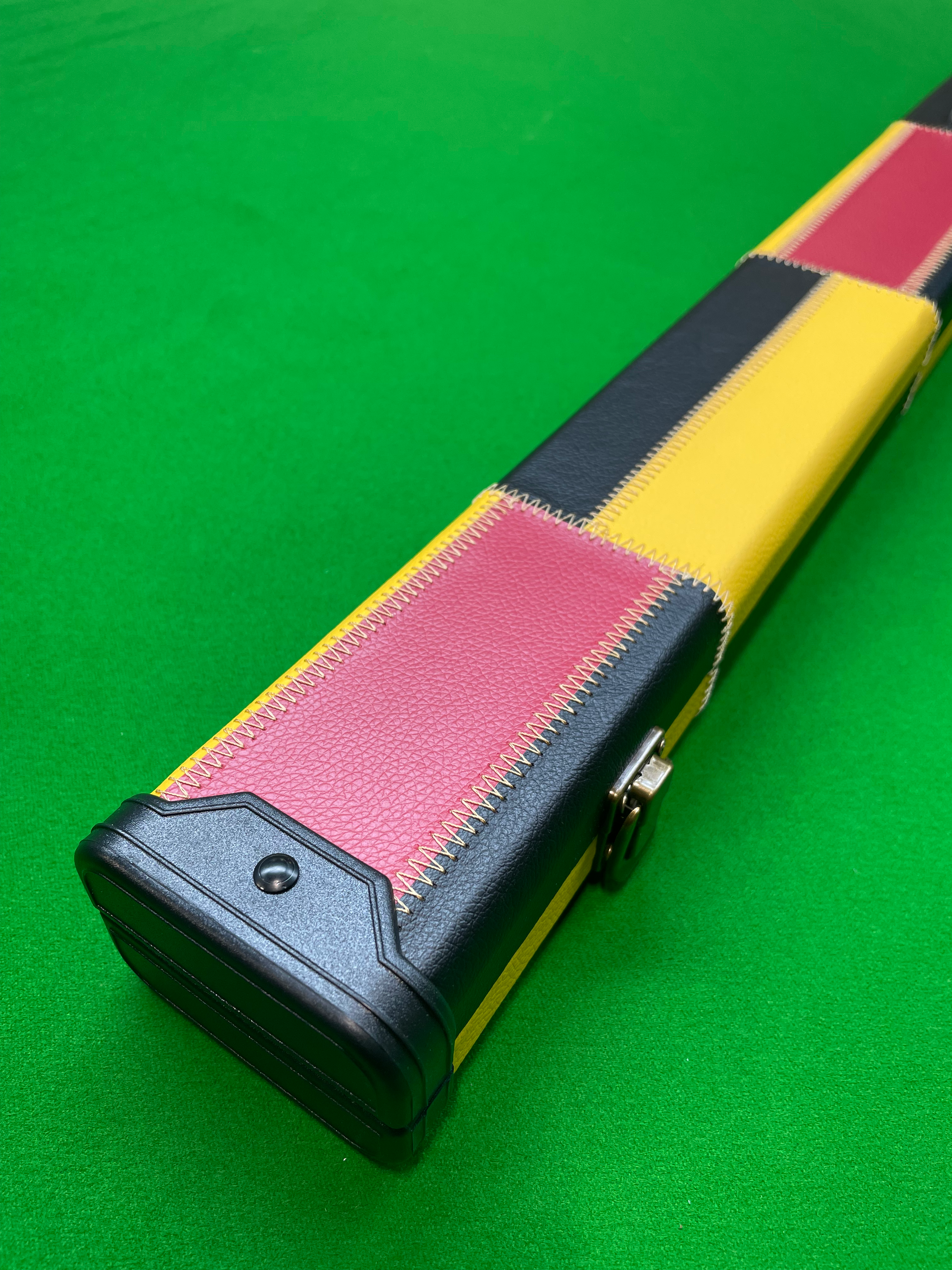 3/4 2 Slot Black, Red & Yellow Patchwork Cue Case