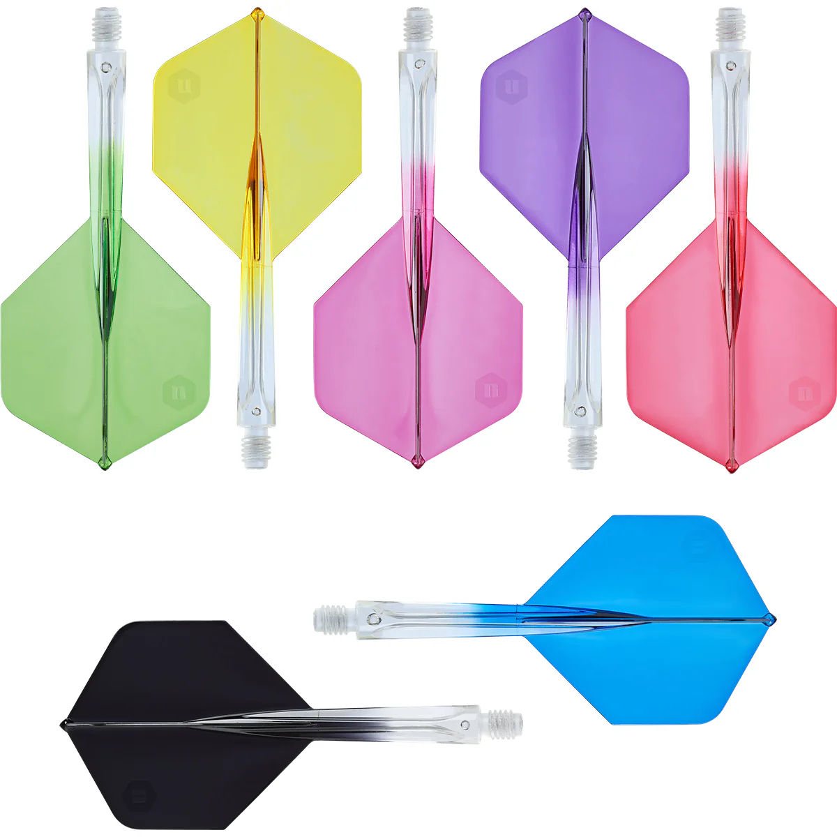 UNICORN FORGE PLUS CLEAR TWO-TONE INTEGRATED DART FLIGHTS & SHAFTS
