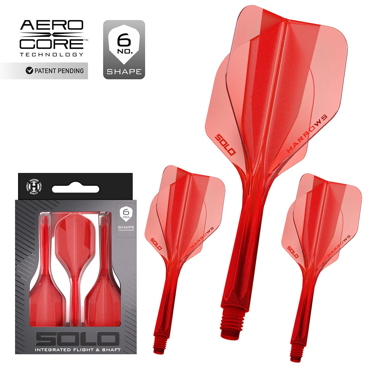 HARROWS SOLO Red NO6 INTEGRATED FLIGHTS & SHAFTS