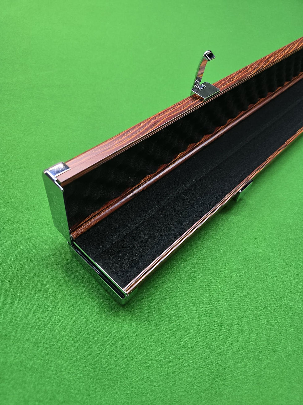 Thumbnail: One Piece 2 Slot Cue Sports Dark Oak effect Case With Chrome Ends fits 61” Cues