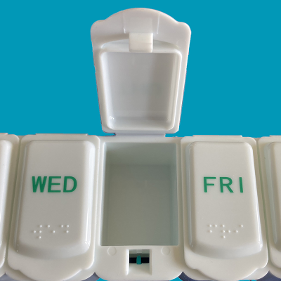 Thumbnail: Jumbo push button 7 day pill box with braille