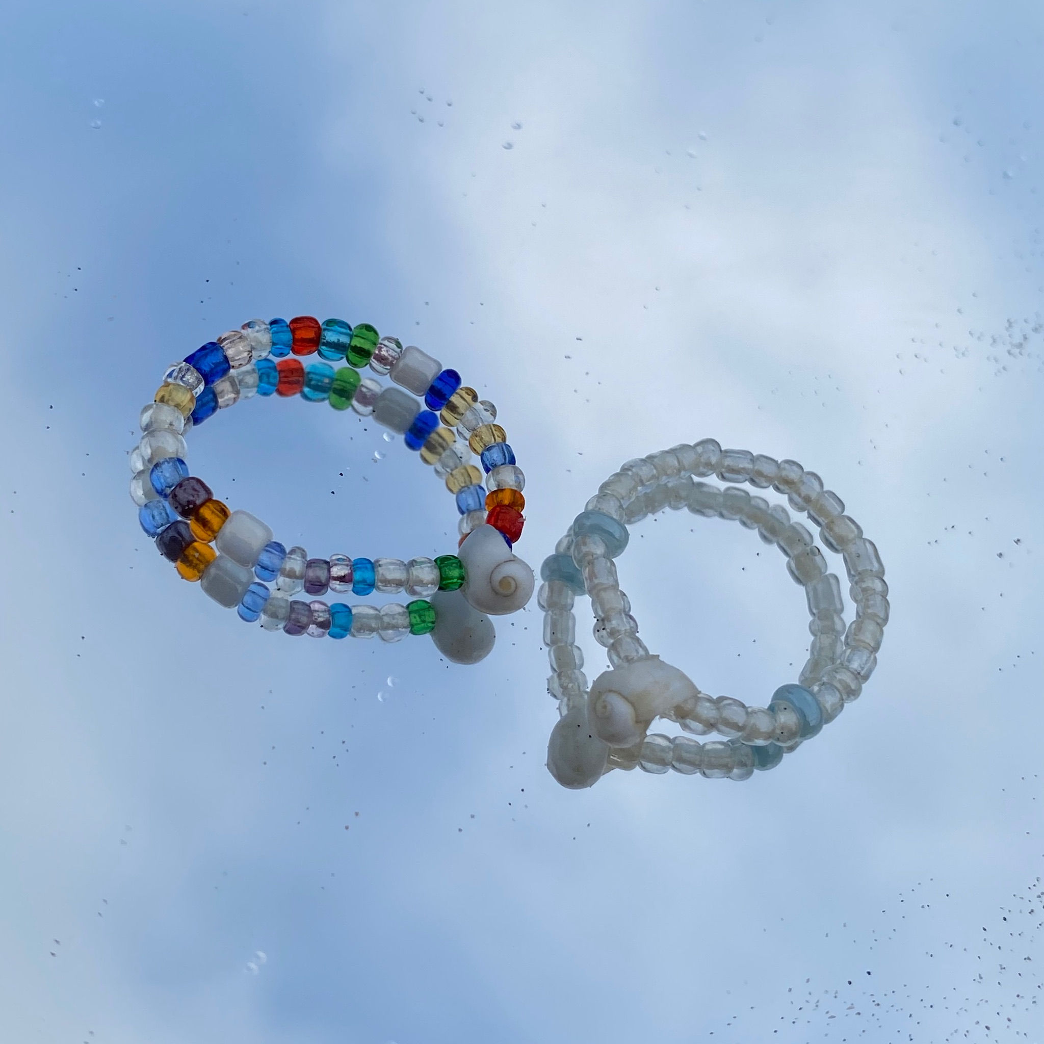 Glass Beads Ring with Natural Shell