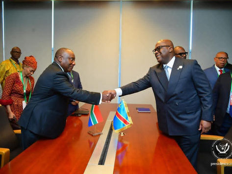 LE PRÉSIDENT FELIX TSHISEKEDI S'EST ENTRETENU AVEC SON HOMOLOGUE SUD-AFRICAIN CYRIL RAMAPHOSA