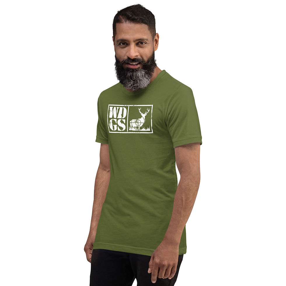 Thumbnail: Unisex t-shirt Hunting logo front, name down back