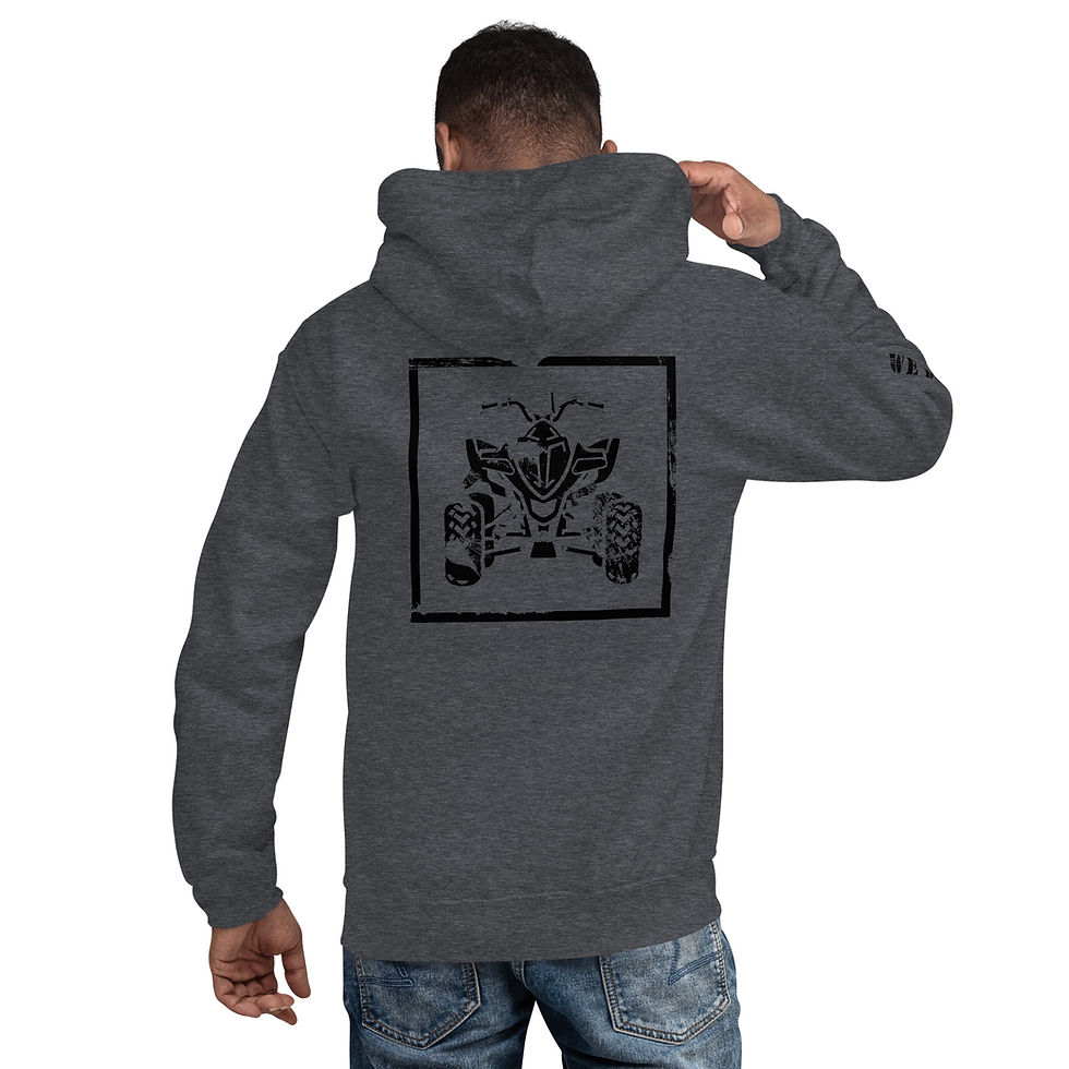 Thumbnail: Unisex Hoodie 4 wheeler on back, name down sleeve, logo on front