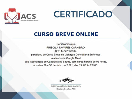 Curso Visitação Domiciliar a Enfermos