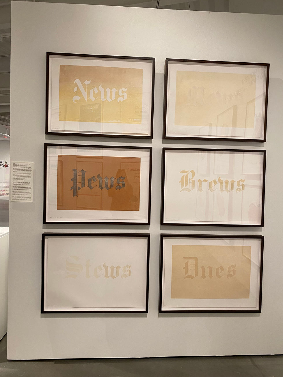 Ed Ruscha - News, Mews, Pews, Brews, Stews, Dues, 1970