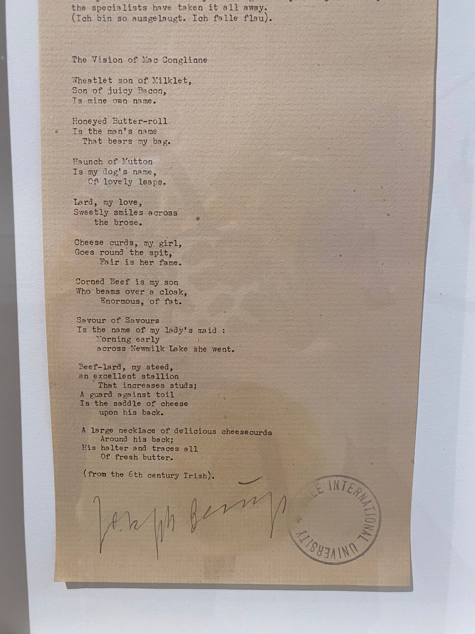 Joseph Beuys - Food for Thought, 1977