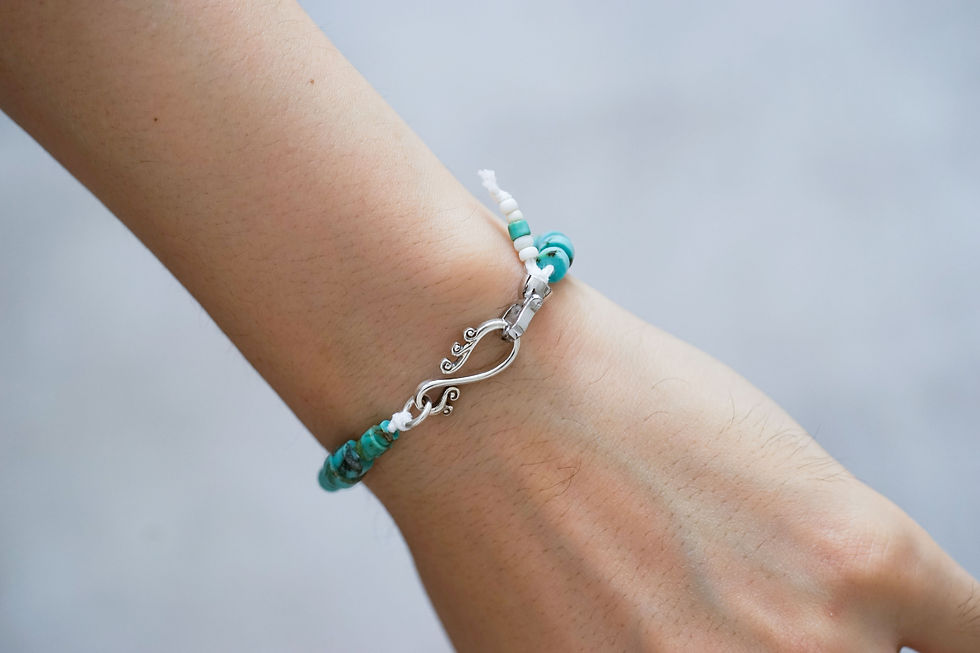 Thumbnail: VTG Turquoise 925 Wave Hook Bracelet