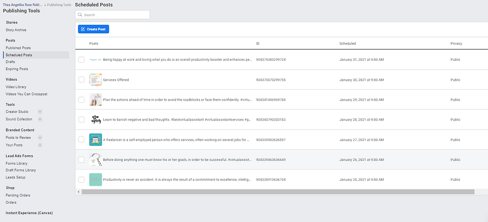 Scheduled Contents in Facebook