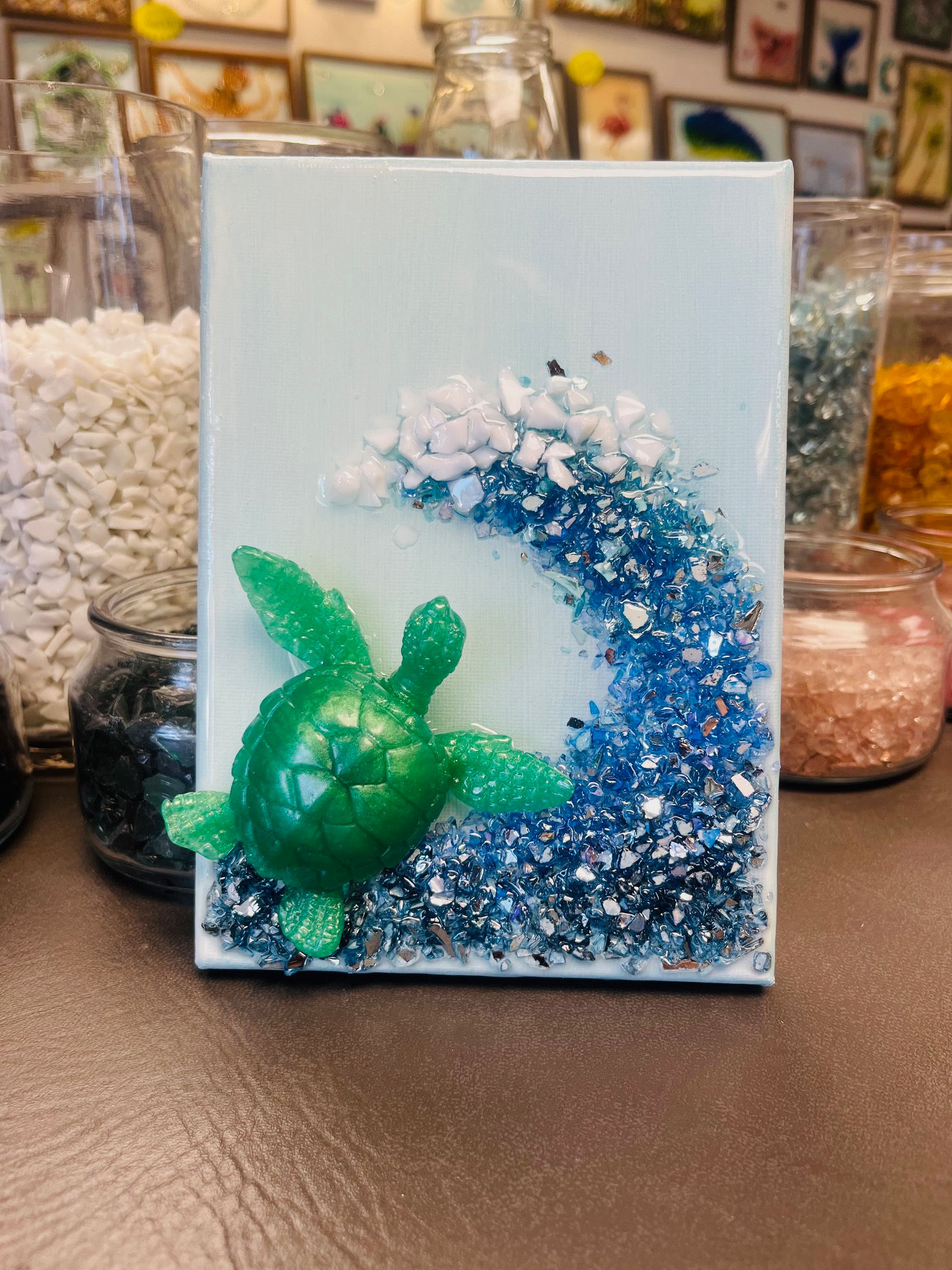 5x7 turtle glass art