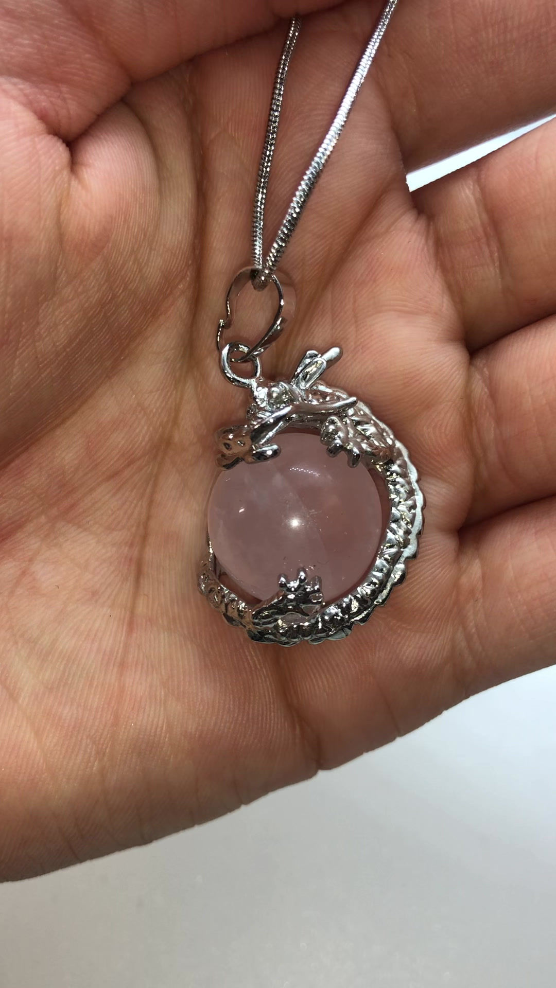 Dragon Rose Quartz Necklace