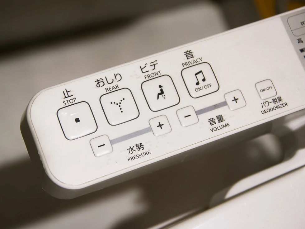 Buttons on a Japanese toilet seat