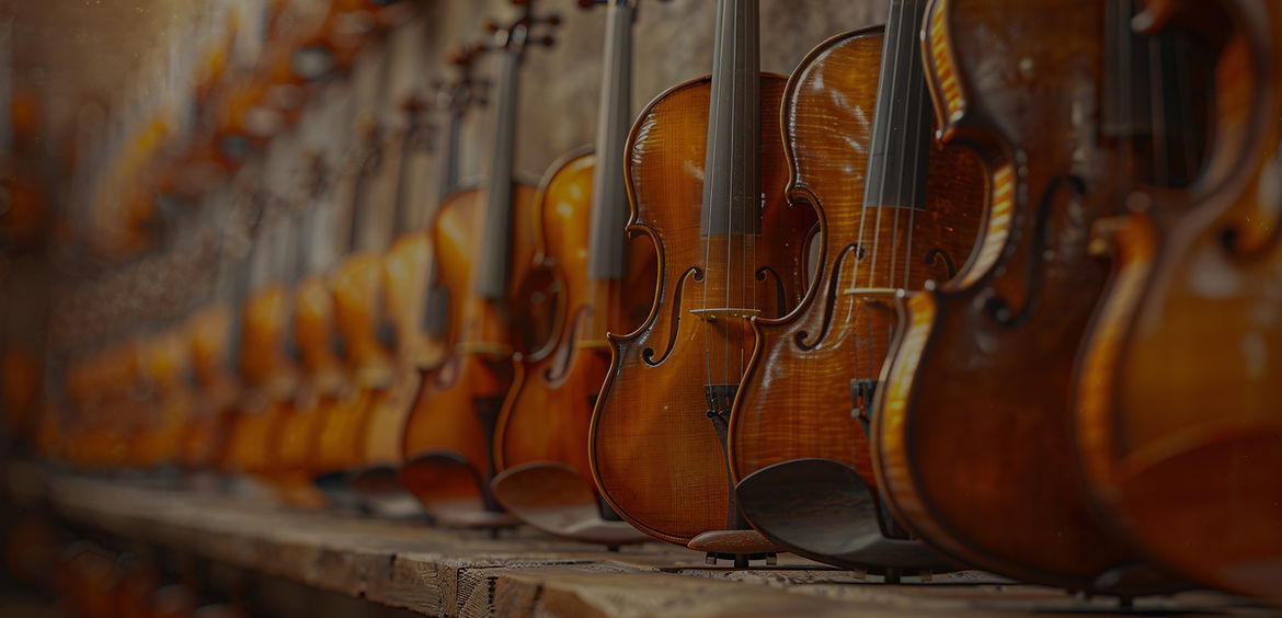 Row of violins.