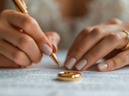 Bride Writing Wedding contract