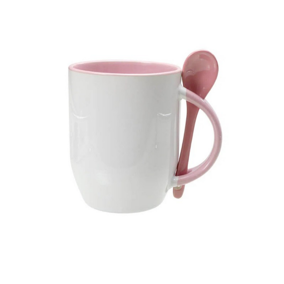 Miniatura: Caneca de porcelana semi cônica com colher