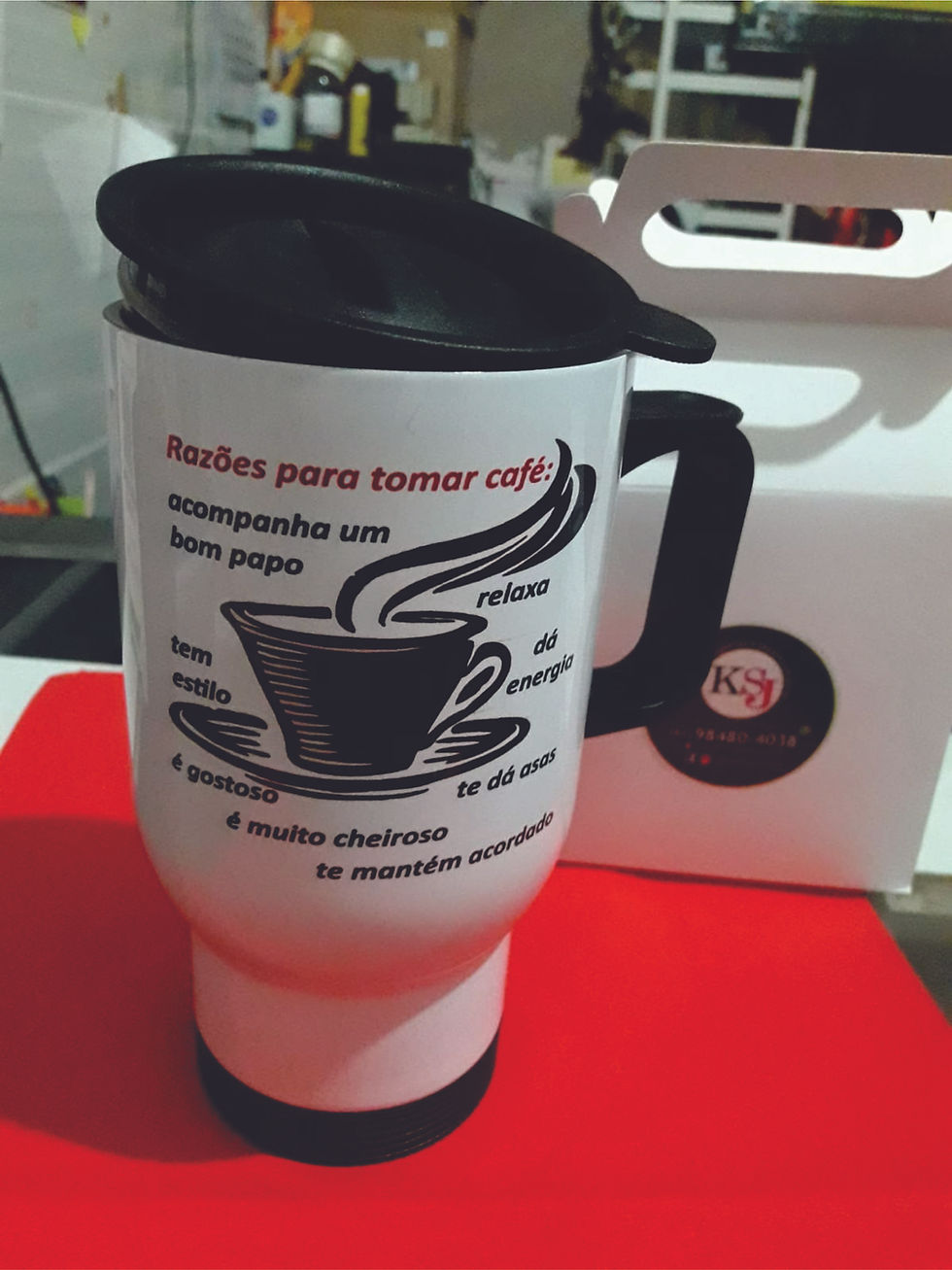Miniatura: CANECA DE AÇO INOX TERMICA BRANCO INOX PERSONALIZADA