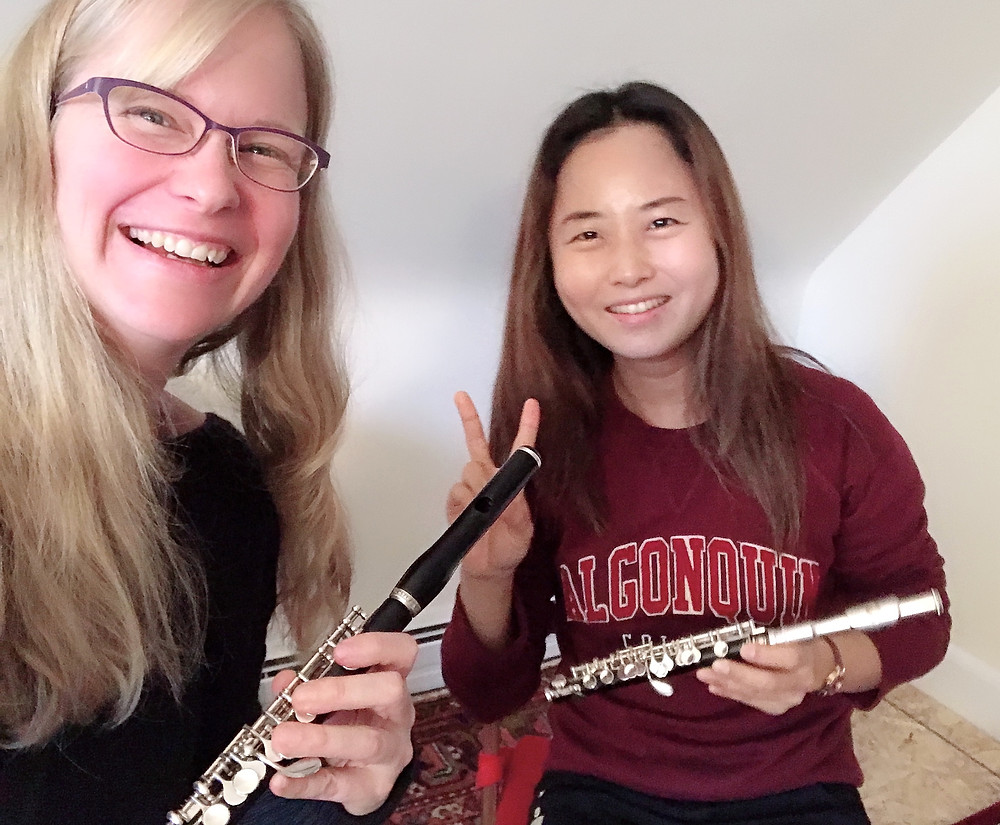 Flute lesson with piccolos!