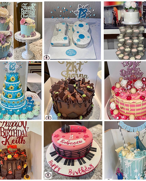 Multiple pictures of cakes