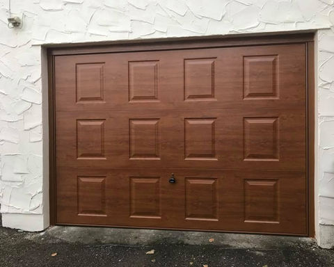 brown wood effect garage door