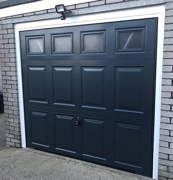 black garage door
