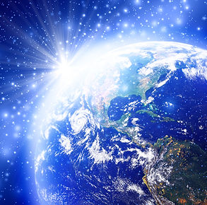 Blue space with the world and sunrise, Earth globe image provided by NASA .jpg